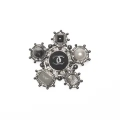 CHANEL シャネル ブローチ 05A 2005 ココマーク 黒 カラーストーン