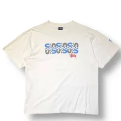 90's OLD STUSSY USA製 logo print T-shirt ロゴプリントカットソー ホワイト グレー ブルー XLサイズ オールドストゥーシー 