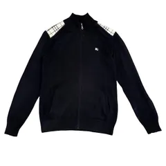 古着 バーバリーブラックレーベル ドライバーズニット カーディガン クリーニング済み 肩チェック 黒 メンズ サイズ3