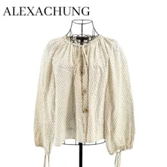 【美品】ALEXA CHUNG アレクサチャン ブラウス ノーカラーシャツ 薄手 花柄 ベージュ UK8