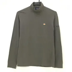 【美品】パーリーゲイツ 長袖ハイネックシャツ カーキグレー ストレッチ 胸元ワッペン  レディース 1(M) ゴルフウェア PEARLY GATES