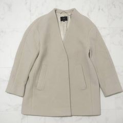 美品✨23区 ダブルクロス ノーカラーコート ウール リバー カーキ 46