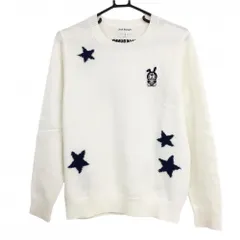 【美品】ジャックバニー×ドラえもん セーター 白×ネイビー ワッペン 星  レディース 1(M) ゴルフウェア 2023年モデル Jack Bunny