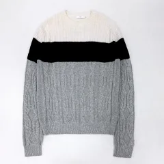 100 PLAC プラック バイカラー クルーネック ニット