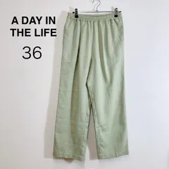 A DAY IN THE LIFE リネンライク ワイドパンツ ライトグリーン UNITED ARROWS ワイドパンツ イージーパンツ ウエストゴム センタープレス オフィスカジュアル カジュアル 36