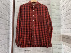 A BATHING APE/赤チェック/長袖シャツ/Mサイズ/切り替えデザイン/アベイシングエイプ/ギンガム