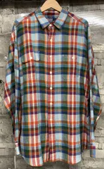 POLO RALPH LAUREN ポロラルフローレン 長袖シャツ 90s silk linen チェックシャツ サイズXL ブルー レッド グリーン