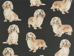 【ゆきちゃん限定】X2495 ダックス イエロー（クリーム）黒系 生地 1m