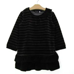 べべ ワンピース 長袖 ブランド トップス 黒 キッズ 女の子用 90サイズ ブラック×ブラウン BeBe 【中古】