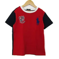 ポロラルフローレン 半袖Ｔシャツ コットン トップス赤 キッズ 男の子用 120サイズ レッド×ホワイト×ネイビー POLO RALPH LAUREN 【中古】