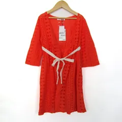 オールオルン ニットワンピース 5分袖 未使用 メッシュ ブランド トップス キッズ 女の子用 110サイズ オレンジ allolun.