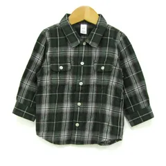 ギャップ 長袖シャツ ネルシャツ コットン100% ブランド トップス キッズ 男の子用 12-18monthサイズ グリーン×ブラウン×白 GAP 【中古】
