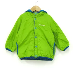 モンベル ブルゾン ジャケット 中綿 リバーシブル アウトドア アウター ベビー 男の子用 90サイズ 水色×黄緑 mont-bell 【中古】