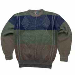 チャップス ラルフローレン ウール ニットセーター グリーン ネイビー ブラウン系 メンズ Mサイズ