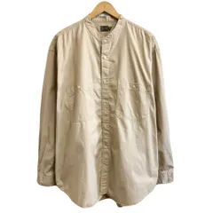 Calvin Klein カルバンクライン バンドカラー コットンシャツ 無地 ポケット付き 長袖シャツ ベージュ XLサイズ No.L476