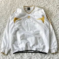 状態良 adidas ウインドブレーカー ホワイト  アディダス 白 古着 4199