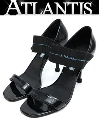 【広尾店】プラダ PRADA ストラップサンダル エナメルレザー パテント size38 【17748】