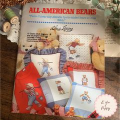 海外 ヴィンテージ 刺繍図案 洋書 ALL-AMERICAN BEARS 1985年