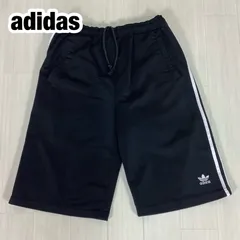 90s adidas Originals アディダスオリジナルス バギーショーツ トラックパンツ L スリーストライプ 刺繍ロゴ トレフォイル ブラック 黒 総丈63cm ウエスト(総ゴム)70cm 股上35cm 股下31.5cm 裾幅31.5cm【古着】