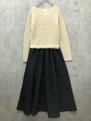 美品 OPAQUE.CLIP オペークドットクリップ ラメ混ニット ドキング ワンピース sizeS/ベージュ/ブラック ◇■ レディース