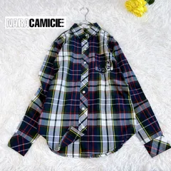 【NARACAMICIE/ナラカミーチェ】 チェック柄長袖シャツ ポケット付き ロゴ刺繍 レギュラーカラー L