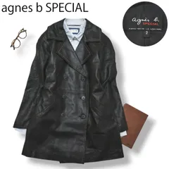 【希少】 80s90sヴィンテージ フランス製 アニエスベー スペシャル agnes b SPECIAL 本革 羊革 レザー ジャケット チェスターコート 2 ブラック レディース カジュアル