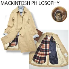 日本製 マッキントッシュフィロソフィー MACKINTOSH PHILOSOPHY ウールライナー付き ステンカラーコート ロングコート 38 チェック柄 ベージュ レディース トラッド ♪
