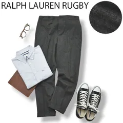 【上質】 ラルフローレン RALPH LAUREN RUGBY テーパード センタープレス ウール スラックスパンツ トラウザー 2 グレー レディース トラッド アメカジ
