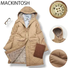 英国製 マッキントッシュ MACKINTOSH 裏ボア フリース フード付き キルティング ロングコート 34 ライト ピンク レディース  防寒 アウター 冬♪