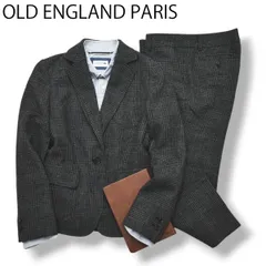 オールドイングランド OLD ENGLAND PARIS パンツ スーツ 上下 セットアップ シングル テーラードジャケット ブレザー スラックス トラウザー 36 グレンチェック柄 グレー レディース ♪