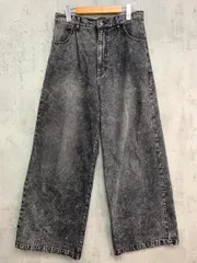 cussil クシル TRストレッチ ルーズシルエット ハイウエスト ストレート デニムパンツ sizeL/ケミカルブラック ■■ メンズ