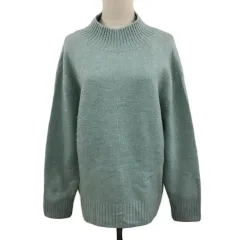 グローバルワーク GLOBAL WORK セーター ニット ハイネック プルオーバー 無地 長袖 M 水色 緑 ライトブルー グリーン