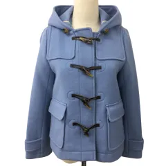 レイビームス Ray Beams コート ダッフル ハーフ フード ウール 長袖 0 水色 ライトブルー