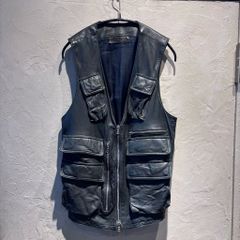 Neil Barrett ニールバレット Leather Vest ジップベスト ブラック