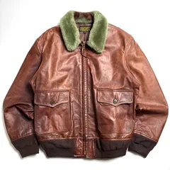 【米国製】US AUTHENTIC MFG.CO レザージャケット 茶 44 フライトジャケット G-1