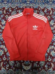 (105 / XL) adidasオリジナル ヨーロッパ トラックジャージ トップス ジャケット レッド 白・赤