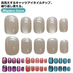 ネイルチップ ショート クリア シンプル セルフネイル グミシール付き キャッツアイ マグネット ネイルチップ 10枚セット ネイルアート 送料無料 つけ爪 付け爪 ネイルチップ 貼るネイル ネイルシ#goudoudou8082
