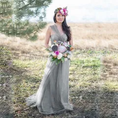 ★S グレー 9wayドレス 花嫁 ウェディングドレス 花嫁の介添えドレス 編み上げ ロングドレス プリンセスドレス 花嫁の結婚式 ブライズメイド服 二次会 パーティー 演奏会 発表会 披露宴 20代30代40代 da333c0