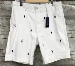 ブラック POLO RALPH LAUREN ポロラルフローレン ポニーロゴ ハーフ綿パン ホワイト W32 