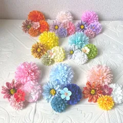 NO1130-02造花 花材 花パーツ パーツ　髪飾り 花飾り　ハンドメイド　マム　ヘッドパーツ　成人式　七五三　ピンポンマム　ポンポンマム　菊　材料