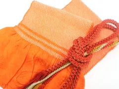 【一輝堂】和装小物 帯締め 帯揚げ セット 振袖用 総絞り 撚り房 丸組 金糸 美品 帯締 帯揚 25w11-13927
