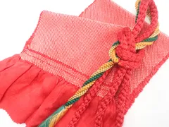【一輝堂】和装小物 帯締め 帯揚げ セット 振袖用 総絞り 丸組 美品 帯締 帯揚 25w11-13932