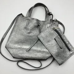 MARLON FIRENZE マーロンフィレンツェ メタリック ミニ トートバッグ ポーチ付き 2way ショルダーバッグ ハンドバッグ シルバー BAG 鞄 カバン ラメ グリッター パーティバッグ クリスマス レディース  SG381-7