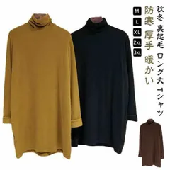 チュニック レディース タートルネック ハイネック カットソー 秋冬 裏起毛 ロング丈 Tシャツ 長袖 あったかインナー ロングT インナーシャツ 防寒 あったか 暖かい プルオーバー トップス イン#jzxd490