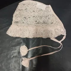 【D9455】新品未使用メリージェニー flowerレースボンネットピンク繊細なレース、フリル