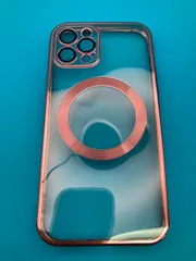 iPhone 12 / 12 Pro 対応 MagSafe対応 クリアケース ローズゴールド枠・カメラ保護付き