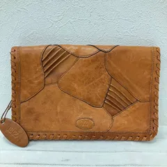 6863　IBIZA　イビサ　イビザ　クラッチバッグ　キャメル　レザー　パッチワーク　レディース　メンズ　ユニセックス　セカンドバッグ