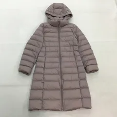 ■UNIQLO ユニクロ ウルトラライトダウン ロングダウンコート アウター くすみピンク M レディース フルジップ フード着脱可 0.38kg