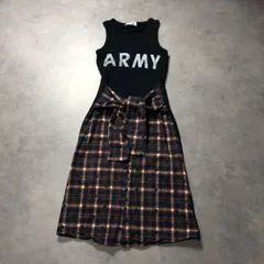 WQ913●OVER THE STRIPES:ARMYロゴドッキングノースリーブワンピース 黒/紺/赤/黄 オーバーザストライプス