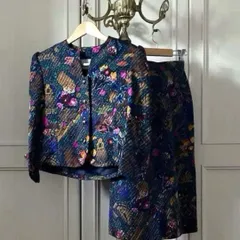 35 セットアップ 花柄 Y2k 昭和 レトロ アンティーク スカート 総柄 お呼ばれ　デート　オフィスカジュアル　食事会　可愛い　お出かけ　上品